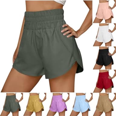High Waisted Running Shorts for Women Summer Split Breathable for Athletic Tennis Gym Workout Shorts with Pockets Gray M