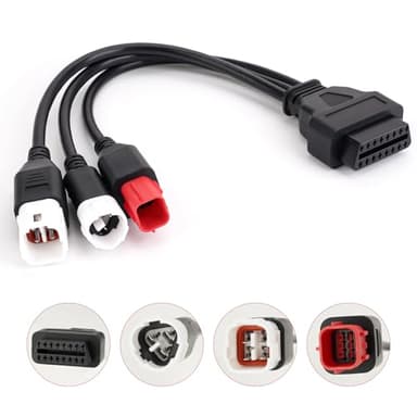 YIBEICO 3-in-1 OBD2 Diagnostic Adapter for Yamaha Kline Euro5 Motorcycle Honda CRF KTM,3pin+4pin+6pin to 16pin Multiple Select Diagnostic Connector (12.99inch)