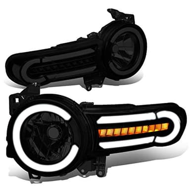 DNA MOTORING HL-LB-FJC07-BK-SM-CL1 Smoke Lens Headlights With LED DRL + Sequential Signal Compatible with 07-14 FJ Cruiser