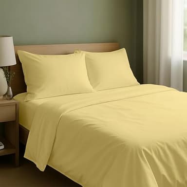 California Design Den Natural 100% Cotton Queen Sheet Set - Soft Sateen Weave, Deep Pockets, Breathable and Durable Bedding Queen Size (Buttery Yellow)