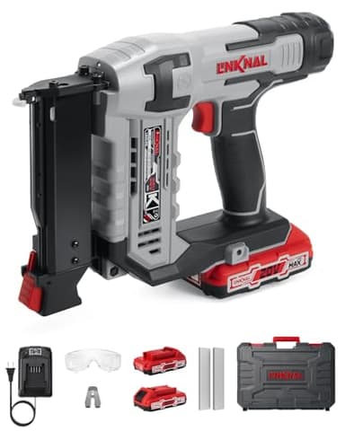 Electric Nail Gun, 23 Gauge Cordless Pin Nailer, 3/8" to 1-3/8" Nails, Battery Powered, 2×Batteries, Charger, and 3600 Nails Included (L823-PN)