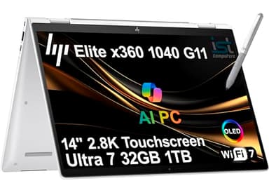 HP EliteBook x360 1040 G11 14" 2-in-1 Touchscreen Laptop (Intel Ultra 7 155H, 32GB RAM, 1TB SSD, 2.8K QHD OLED) Business AI PC, Elite X Flip G1i, IR Webcam, Backlit, FP, Rechargeable Pen, Win 11 Pro