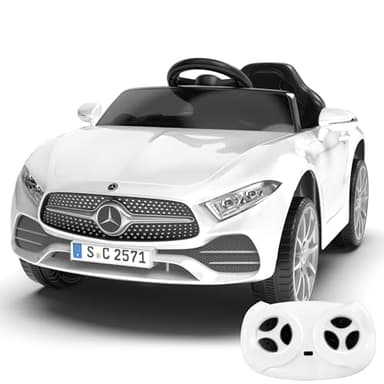 12V Kids Ride On Car with 2.4G Remote Control,Battery Powered Electric Car Ride On Vehicle Double Doors, Safety Belt,LED Light (SC-White)