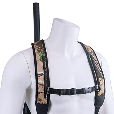 HUNTPAL Backpack Rifle Sling Stalker Sling with Removable Swivels, Hands-Free Double Shoulder Strap for Hunter and Shooter - Universal Neoprene Padded Hunting Gun Shoulder Strap