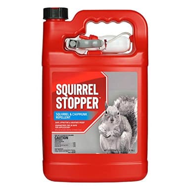 Squirrel Stopper Repellent Spray - Chipmunk & Squirrel Deterrent for Bird Feeders, Garden & Homes - Weather-Resistant Formula - Scent, Taste & Touch Barrier - Safe Around Kids & Pets - 1 Gallon