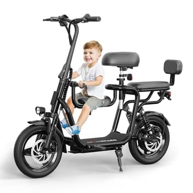 Electric Scooter with Seat for Adult, 36V/48V Electric Scooter with 500W/750W Peak Power Motor, 20 Mile Range, 17.4mph/18.75mph, Dual Brakes, 14" Tires, e Scooters with Seat