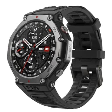 Amazfit T-Rex 3 Rugged/Military Smart Watch 48mm, GPS (with Privacy), Offline Maps, Long Battery Life,328 Feet Water-Resistant, 170 Fitness/Sport Modes, AI, Voice Control, for Android or iPhone, Black