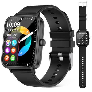 FTTMWTAG Smart Watch (Answer/Make Call): 1.85" Waterproof Fitness Trackers with 24-Hours Blood Pressure Heart Rate SpO2 Sleep Monitor Watches for Men Women, iPhone Android Compatible (Stone Black)