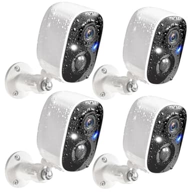GMK Security Cameras Wireless Outdoor 4 Pack, 2K Battery Powered Cameras for Home Security, Color Night Vision, Motion Detection, 2-Way Talk, IP65 Waterproof, Remote Access, Cloud/SD Storage