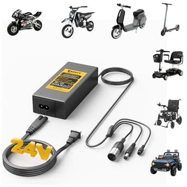 Carsty Hoverboard Charger, Electric Scooter Charger, Wheelchair Charger | Universal 3-in-1 Fast Charging Solution | 24V 2A