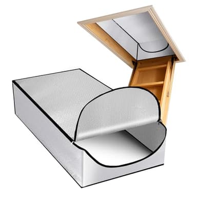 Attic Stairway Insulation Cover, Premium Energy Saving Attic Door Tent for Pull Down Stairs with Heavy-Duty Zipper, Fits 25" x 54" Opening, Easy Staple-On Install