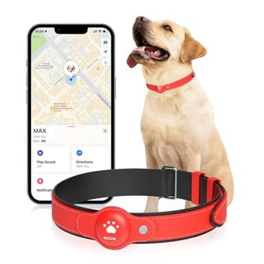 GPS Tracker for Dogs, 2 in 1 Pet Tracking Smart Collar (Only iOS), No Monthly Fee GPS Tracker Dog Collar, Real-time Location Comfortable PU Tracker Tag for Small, Medium Large Dogs(Locator Included)