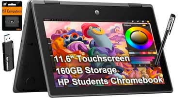 HP Chromebook Pro X360 Fortis 11 2-in-1 Laptop (11.6" Touchscreen, Intel Processor, 4GB RAM, 160GB Storage), Ruggedized & Spill-Resistant, Convertible, Students & Education, Webcam, Chrome OS