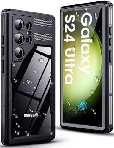 for Samsung Galaxy S24 Ultra Waterproof Case with Built-in Screen Protector - Rugged Full Body Underwater Dustproof Shockproof Drop Proof Protective Cover for Samsung Galaxy S24 Ultra 5G - Black/Clear