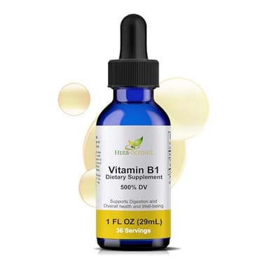 Herb-Science Liquid Vitamin B1 Drops - Daily Thiamine Supplement to Support Digestion, Nervous System, Heart Health, Stress Relief, Natural Energy Booster - 500% DV, 36 Servings per Bottle - 1 fl. oz.