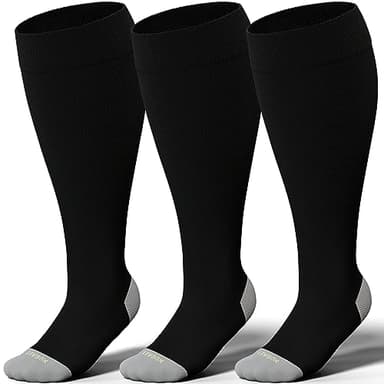 LEVSOX Wide Calf Compression Socks for Women Men Plus Size 15-20 mmHg Extra Large Knee High Support Sock for Nurses Pregnant Travel