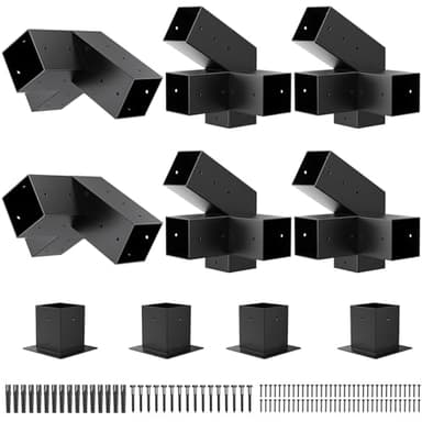 TROPTOLKY Heavy Duty 30°Slanted Roof Wall Mount 4x4 Pergola Bracket Kit,Angled Construction Pergola Hardware for Outdoor Wood Pergolas, Gazebo, Sheds
