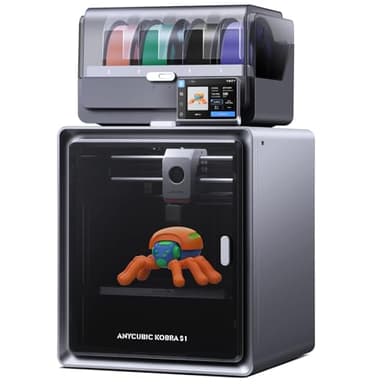 Anycubic Multicolor 3D Printer, Kobra S1 Combo Core XY Stable Structure with Sealed Printing High Precision 600mm/s Fast Speed Auto Calibration Ideal for Precision and Efficiency 9.8"x9.8"x9.8"