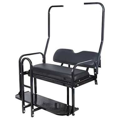 KUAFU Rear Flip Back Seat W/Grab Bar Compatible with Club Car DS (1982-2000.5) Model Golf Cart 1102 LBS Weight Capacity Heavy Duty Steel Frame Flip Folding Rear Back Seat Kit Black