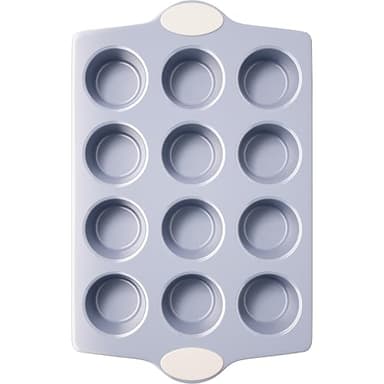 BRONYPRO 12-Cup Non Toxic Nonstick Ceramic Muffin Pan & Cupcake Tin, PFOA & PFOA Free, Heavy Duty Rust-Resistant Aluminized Steel, Oven Safe, Cream White