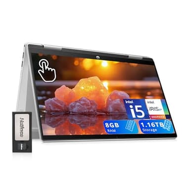 HP Pavilion x360 2-in-1 14" FHD Touchscreen Laptop, Intel i5-1235U, 8GB RAM, 1.16TB Storage(1TB SSD+160GB Docking Station Set), Backlit Keyboard, Fingerprint Reader, HD Webcam, Windows 11, Silver