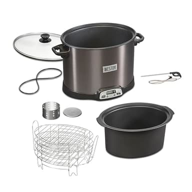 WESTON BRANDS 2-in-1 XL Programmable Slow Cooker & Electric Indoor Smoker, 10 Quart, With 3-Tier Smoking Rack for Meat, Cheese and More, Dishwasher Safe Crock, Temperature Probe, Black (03-2601-W)