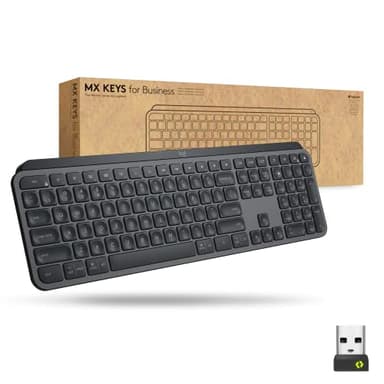 Logitech MX Keys Wireless Illuminated Keyboard for Business, Quiet Perfect-Stroke Keys, Logi Bolt Technology, Bluetooth, Rechargeable, Globally Certified, Windows/Mac/Chrome/Linux - Graphite