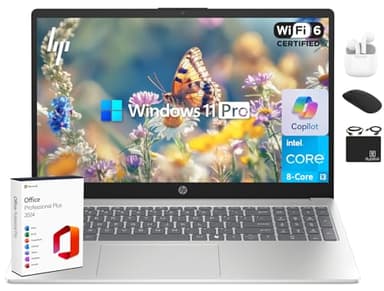 HP Laptop 2025 Flagship Business Ultra Slim, Lifetime Office, AI-Powered,15.6" HD, 8-Core Intel i3, 16GB RAM, 628GB Storage (128GB UFS+500GB Ext), Wi-Fi 6, Copilot Key, HubxcelAccessory, Win 11 Pro