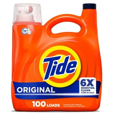 Tide Liquid Laundry Detergent, Original Scent, 125 fl oz, 100 Loads, Boosted Clean Even in Cold Water with Concentrated Washing Soap