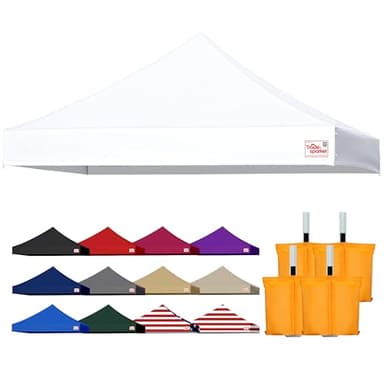 Tradesparker 10x10 Commercial Pop Up Canopy Replacement Top-Windproof D-Rings+Banner Grommets+Loop Pile Wall System,Ez Canopy Cover ONLY-Frame/Side Walls NOT Included(White)