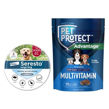 Bundle of Seresto Large Dog Collar for Dogs Over 18 lbs. + Pet Protect Daily Multivitamin for Dogs | 60 Chews