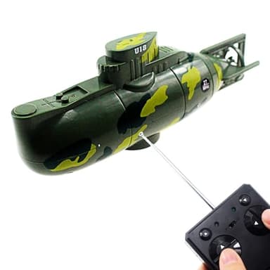 Tipmant Mini RC Submarine Remote Control Boat Ship Military Model Electronic Water Toy Diving for Fish Tank Water Tub Kids Birthday Gift (Green)