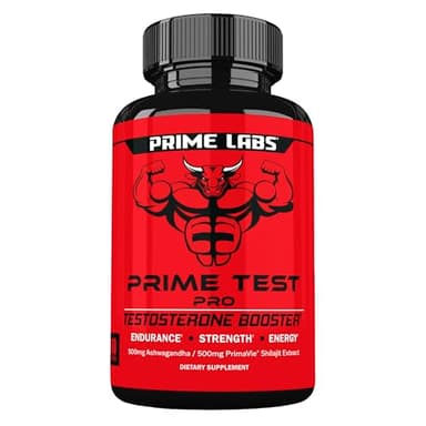 Prime Labs Prime Test Pro - Testosterone Supplement for Men - Test, Vitality, & Energy Booster - with Ashwagandha, PrimaVie Shilajit Extract, & DIM - 60 Capsules