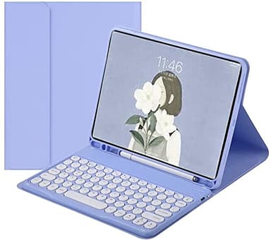 QIYIBOCASE Keyboard Case for iPad Mini 5/ Mini 4, Soft Back Cover with Pencil Holder & Magnetically Detachable Wireless Bluetooth Keyboard for 7.9 inch iPad Mini 5th/4th Generation, Purple