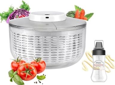 Electric Salad Spinner, 6L Lettuce spinner,Large Capacity Salad Vegetable Dryer,Fruit Salad Washer spinner dryer for Home Kitchen Washing & Drying Leafy Vegetables