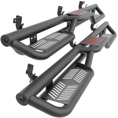 YZONA Crew Cab Running Boards Compatible for 2009-2018 Dodge Ram 1500, 2019-2024 1500 Classic, 2010-2026 Ram 2500 & 3500 CrewCab Side Steps, Bolt-on Nerf Bar, Heavy-Duty Steel Two Stairs Design