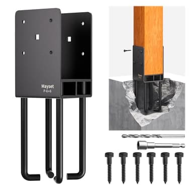 6x6 Concrete Post Anchor, Heavy Duty Stainless Steels Concrete Fence Post Holder with Air Flow Channe for Wet Concrete Foundation Post Base Bracket for Fence, Deck Railing,Pergola,1Pack