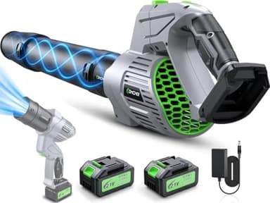 Comchoi Electric Leaf Blower Cordless, 680 CFM 5 Speed Mode, 2 Batteries & Charger, Handheld Leaf Blowers for Lawn Care, Portable Lightweight Grass Blower