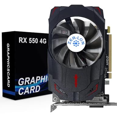 ZER-LON Radeon RX 550 4GB Graphics Card, GDDR5 128 Bit PCIE 3.0 Computer Gaming Gpu, 1183MHz Video Card with HDMI/DP/DVI Ports Support 4K