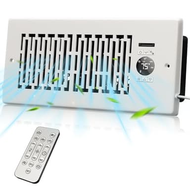 MOTCTQVD Register Booster Fan Fits 4” x 10” Register Holes, Smart Control Heating Cooling AC Vent Fan, 10-Speed Quiet Register Vent Booster Fans with Thermostat Control & Remote Control