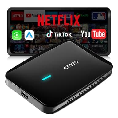 ATOTOSELECT Wireless CarPlay Adapter, Magic AI Box with Dual-WiFi Stability, Wireless CarPlay Box Compatible with Wired Factory CarPlay & Android Auto, Support for YouTube/Netflix(Glossy Black)