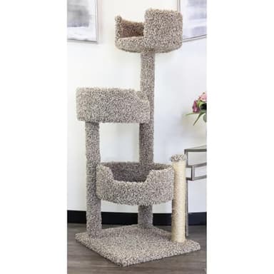 Maykoosh Southwestern Sanctuary Multi-Level Cat Cat Climbing Tower Cat Tree, Solid Wood and Carpet Construction, Modern Cat Tree with Scratch Post and Sturdy Base Speckled/26 L x 25" W x 49" H