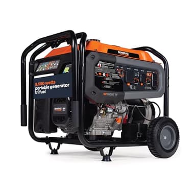 Generac 12,500 Peak Watt Tri-Fuel Portable Generator - Electric Start - Gas, Propane or Natural Gas - Home Backup, Jobsite, or RV - Quiet Operation - Long Runtime - 49-State Compliant