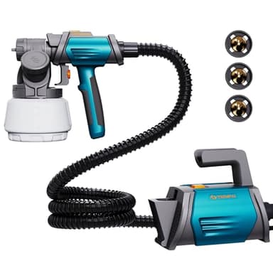 Tilswall Paint Sprayer 800W HVLP Spray Paint Gun, Electric Paint Sprayer Gun with 4 Nozzles & 3 Patterns for House Painting Furniture Cabinets Fence Home Walls Shark 800 (Blue, 1300 ml)