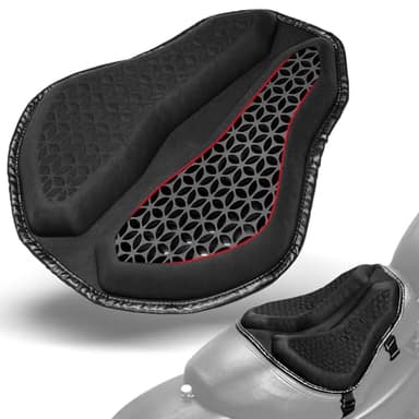 Amazicha Universal Motorcycle Seat Cushion, Motorcycle Seat Pad, Large 3D-Honeycomb Structure Shake Rider Cushion TPE Shock Absorption and Breathable for Long Rides