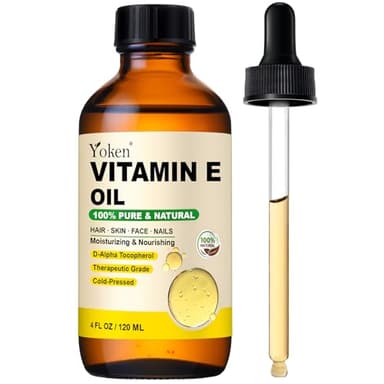 Yoken Vitamin E Oil 4 Oz Organic Vitamin E oil for Skin Vitamine oils for Face Perfect Bath and Body Oil Cold Pressed Hexane Free Formula