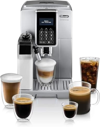 De'Longhi Dinamica with LatteCrema System and LCD Display, Silver (Renewed)