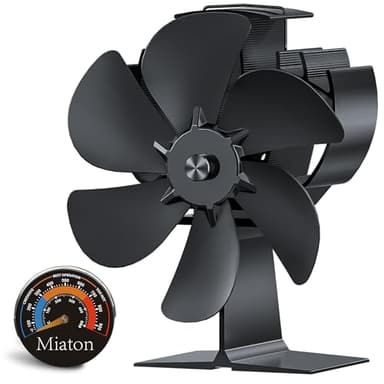 Miaton Wood Stove Fan Heat Powered | Non Electric Heat Activated Fan for Wood Burning Stove/Log Burner | Thermoelectric Fireplace Fan| w/Stove Accesories Thermometer