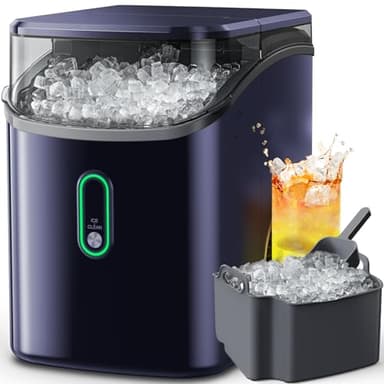 Silonn Nugget Ice Maker Countertop, Pebble Ice Makers with Crushed Soft Chewable Ice, 33lbs Per Day with Scoop, Pellet Portable Ice Machines with Auto-Cleaning for Home, Kitchen, Office