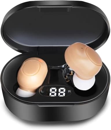 Hearing Aids, Miniature Hearing Amplifiers for Adults with Noise Cancelling, Rechargeable Hearing Aids for Seniors with Crystal Clear Sound, and LED Power Display